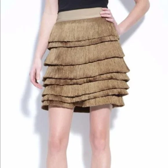Robert Rodriguez Metalic Fringe Silk lined Skirt 8 - Picture 3 of 9